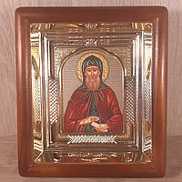 Икона Даниил Московский  благоверный князь,лик 10х12 см, в светлом прямом деревянном киоте с арочным багетом