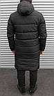 Чоловічий зимовий парк Nike чорна до -25*С ❖ Куртка Найк подовжена Пуховік з капюшоном тепла, фото 9