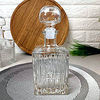 Графин-штоф для бренді квадратний ILONA "Київ Полоски" 0,5 л з кришкою