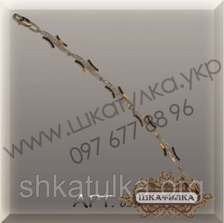 Серебряный браслет с золотом и цирконом - фото 2 - id-p271114473