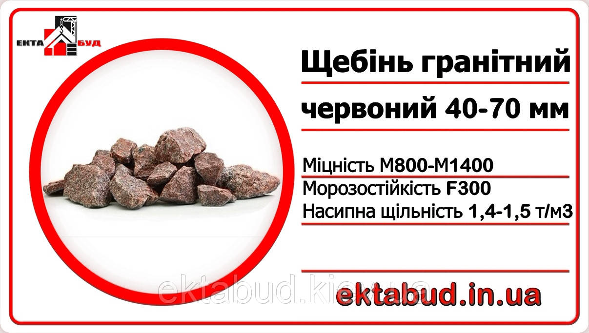 Щебінь червоний фракції 40х70мм декоративний для ландшафтного дизайну