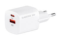 Сетевоe зарядное устройство Glasscove GAN 2 порта TYPE-C + USB 3A 33W TC-099BPQ33 (00555)