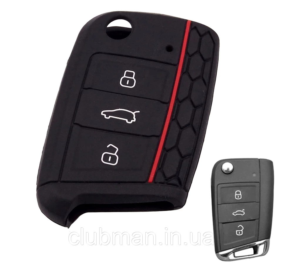 Силіконовий чохол для ключа VW Golf 7, Tiguan 2, SKODA Octavia A7, SEAT Leon - Чорний