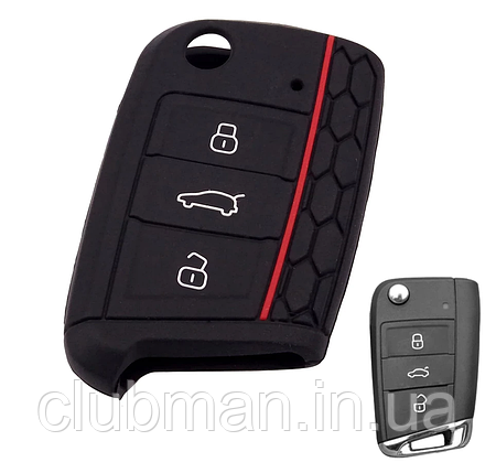Силіконовий чохол для ключа VW Golf 7, Tiguan 2, SKODA Octavia A7, SEAT Leon - Чорний, фото 2