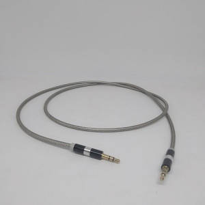 Шнур Audio Tcom 3,5 стерео, метал, gold pin, сітка, сірий, 1 м 99456 Сірий 99456