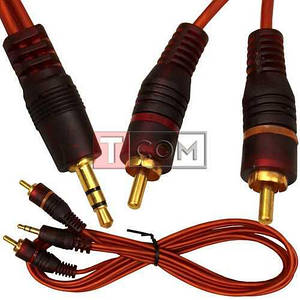 Шнур Audio Tcom 3,5 мм стерео — 2RCA, прозорий, 3 м 99347