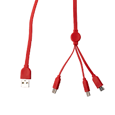 USB кабель  ((3in1) - micro USB - Type-C х 2) 1,1m червоний