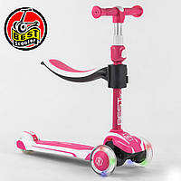 Дитячий триколісний самокат із сидінням 2 в 1 (самокат-беговел) Best Scooter JS-41008/63204 Рожевий