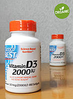 Doctor's Best, Витамин Д3, D3, 50 мкг, 2000 МЕ, 180 капсул