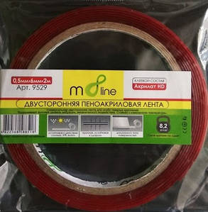 Двосторонній скотч M8line АКРИД HD 1,0 ммх6мх2М (9529) прозорий 88315