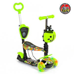 Дитячий самокат 5в1 з сидінням та батьківською ручкою Best Scooter 55945 Сонечко