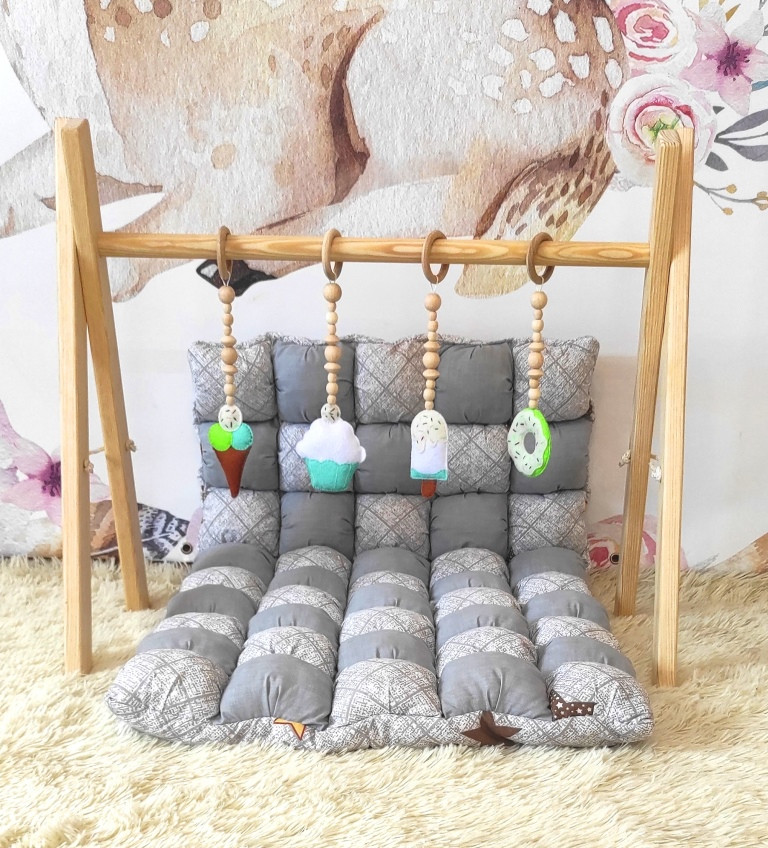 Мобіль дитячий, підлоговий, Бебі Джим + комплект підвісок Ласунка + матрацик БОН БОН №3, фото 1