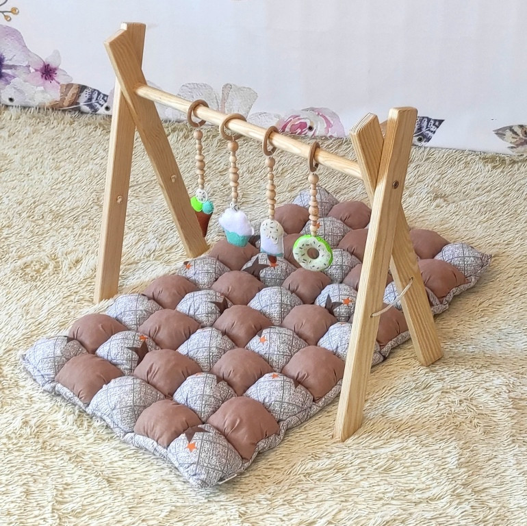 Мобіль дитячий, підлоговий, Бебі Джим + комплект підвісок Ласунка + матрасик БОН БОН №5, фото 1