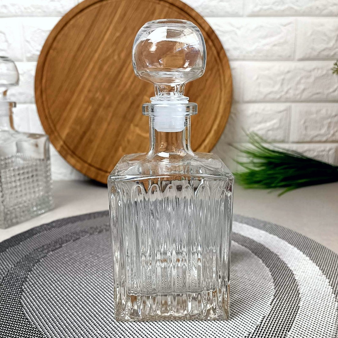 Графин-штоф для бренді квадратний ILONA "Київ Полоски" 0,5 л з кришкою