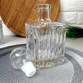 Графин-штоф для бренді квадратний ILONA "Київ Полоски" 0,5 л з кришкою, фото 2