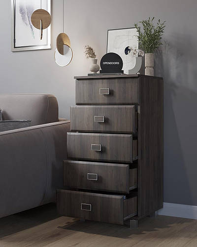 Узкий комод для вещей на 5 ящиков, тумба с выдвижными ящиками в спальню ...