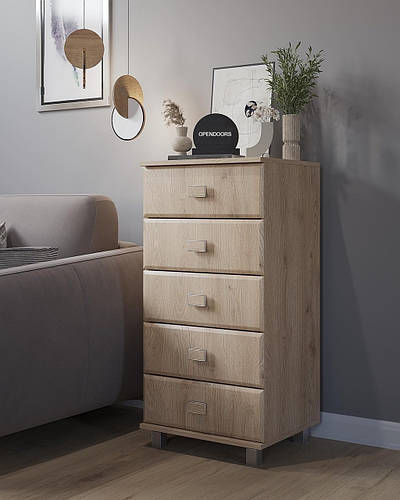 Узкий комод для вещей на 5 ящиков, тумба с выдвижными ящиками в спальню ...