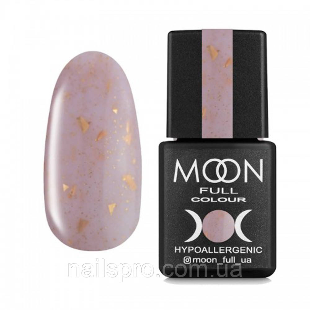 База каучукова для гель-лаку Moon Full Leaf Rubber Base 8 мл № 03, рожевий з поталлю