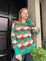Жіночий стильний светр OVERSIZE з геометричним принтом