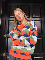 Жіночий стильний светр OVERSIZE з геометричним принтом
