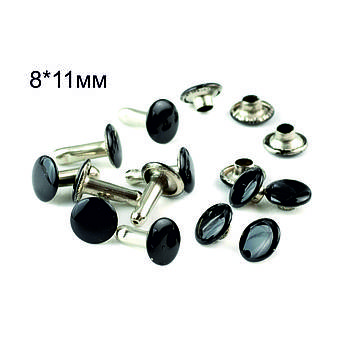 Хольнітени для шкіри двосторонні Заклепки чорні 8*11мм 10шт (CHL006)