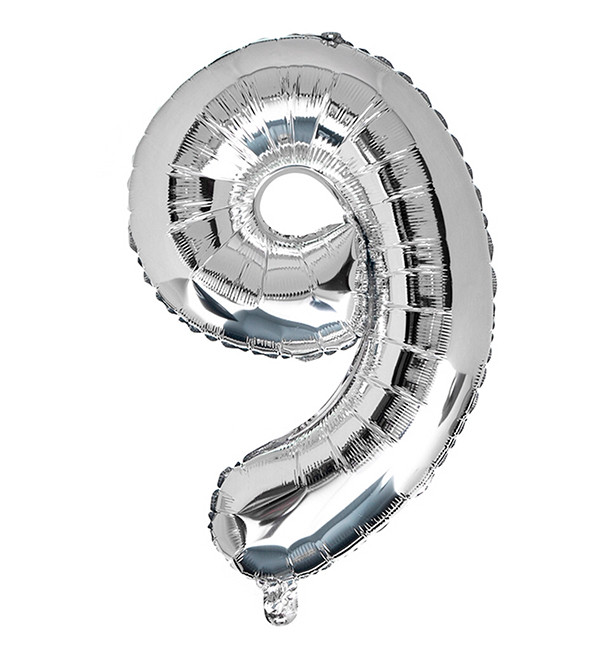 Кулька Цифра "9" (35 см) колір срібло