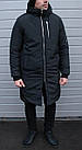 Чоловіча зимова парка чорна Сніговик без бренду до -25* | Зимова подовжена спортивна куртка з капюшоном, фото 2
