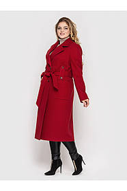Шикарное бордовое пальто двубортное из кашемира демисезонное в размерах 52-58