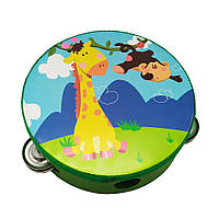Бубен детский диаметр 15 см (Жираф и обезьяна) Бубен для детей