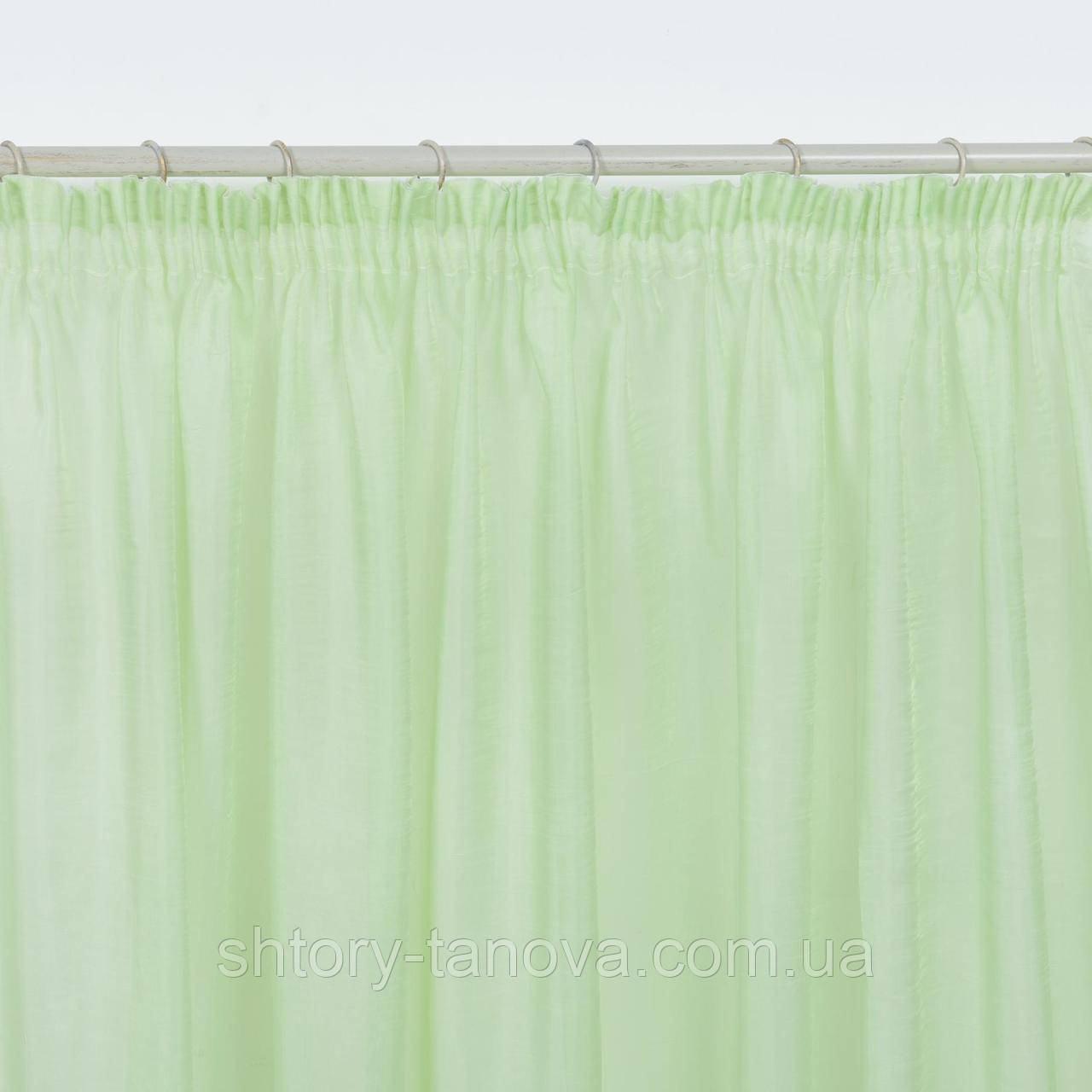 Тюль Вуаль Креш салатовий з втяжником 300/270 см, фото 1