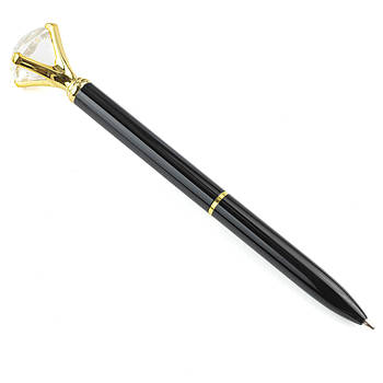 Кулькова Ручка з діамантом Чорна з золотом RYH007