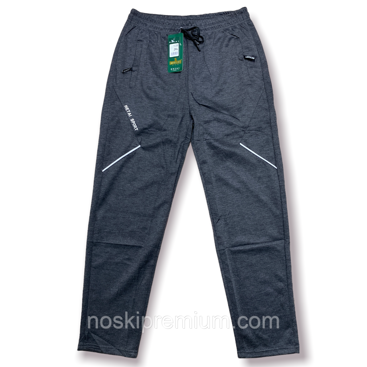 Штани спортивні трикотаж Hetai, розміри XL-5XL, сірі, 1018