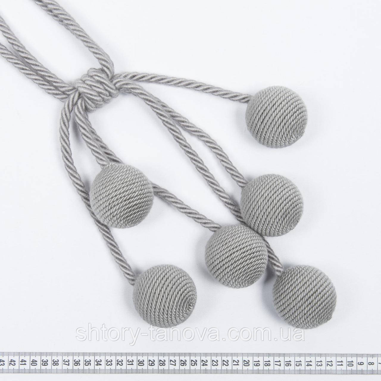 Кисти / кутасы для штор ГЛОРИЯ шар /CURTAIN TIEBACK / серый d-60мм, 75 см (1шт) - фото 3 - id-p1659900521