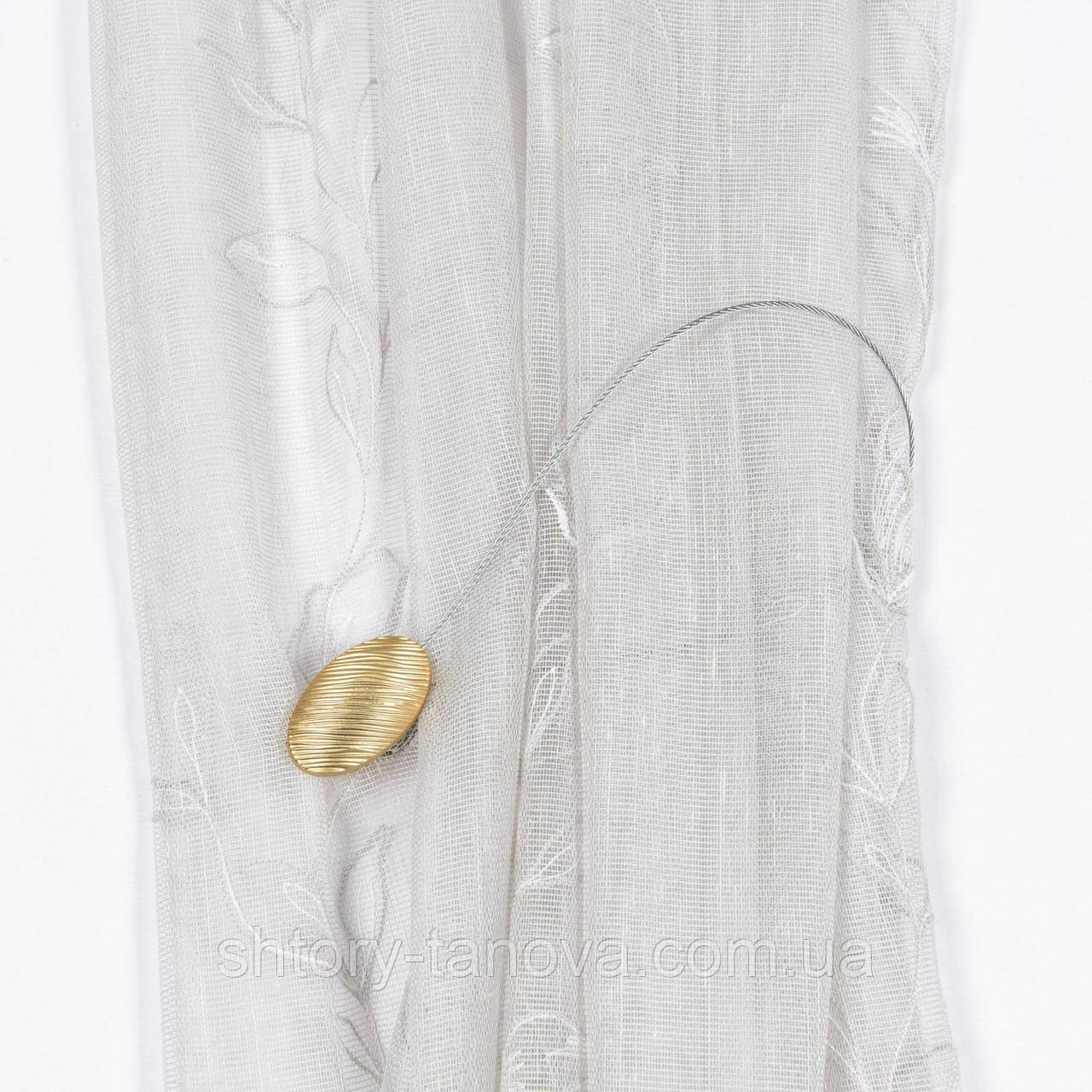 Магнітні підхоплені овал / MAGNET / матове золото 55*33 мм, з тросиком 43.5 см (1шт), фото 1