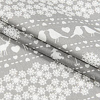 Декоративная новогодняя ткань FIOCCHI NEVE SILVER/ Снежинки, фон серый