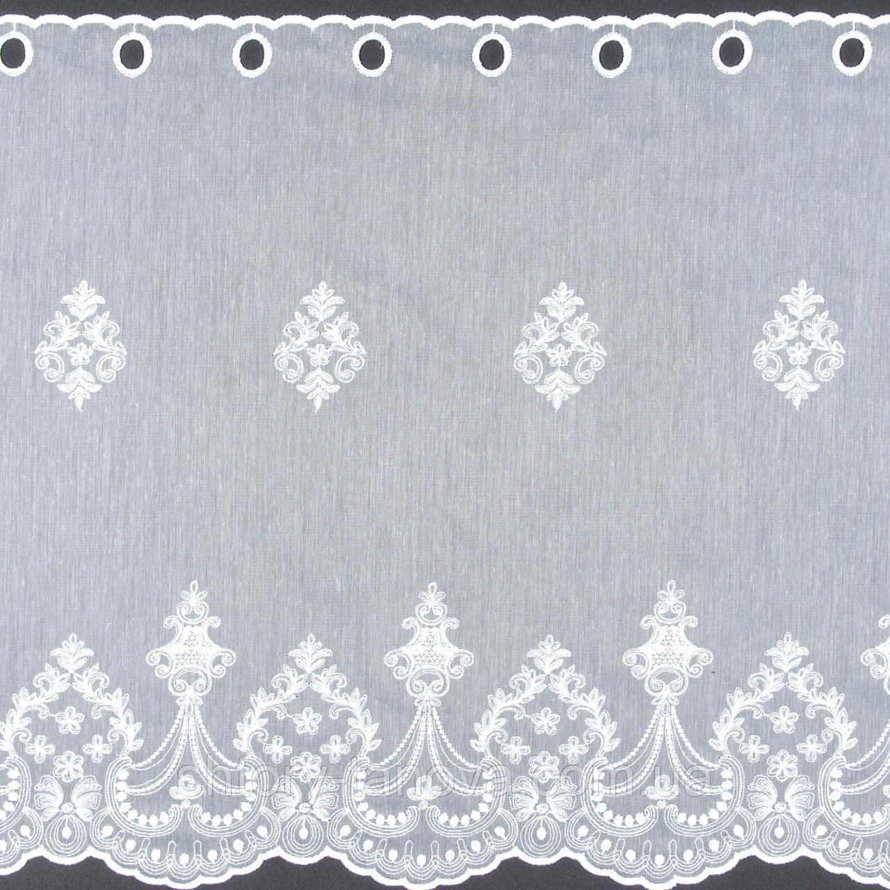 Тюльова фіранка з вишивкою ЕММА / білий 60 см, фото 1