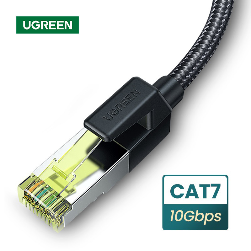 Сетевой кабель для интернета патч-корд Ugreen Cat7 F/FTP 10Gb Lan Ethernet Cable 10м (черный) NW150 - фото 1 - id-p1656672217