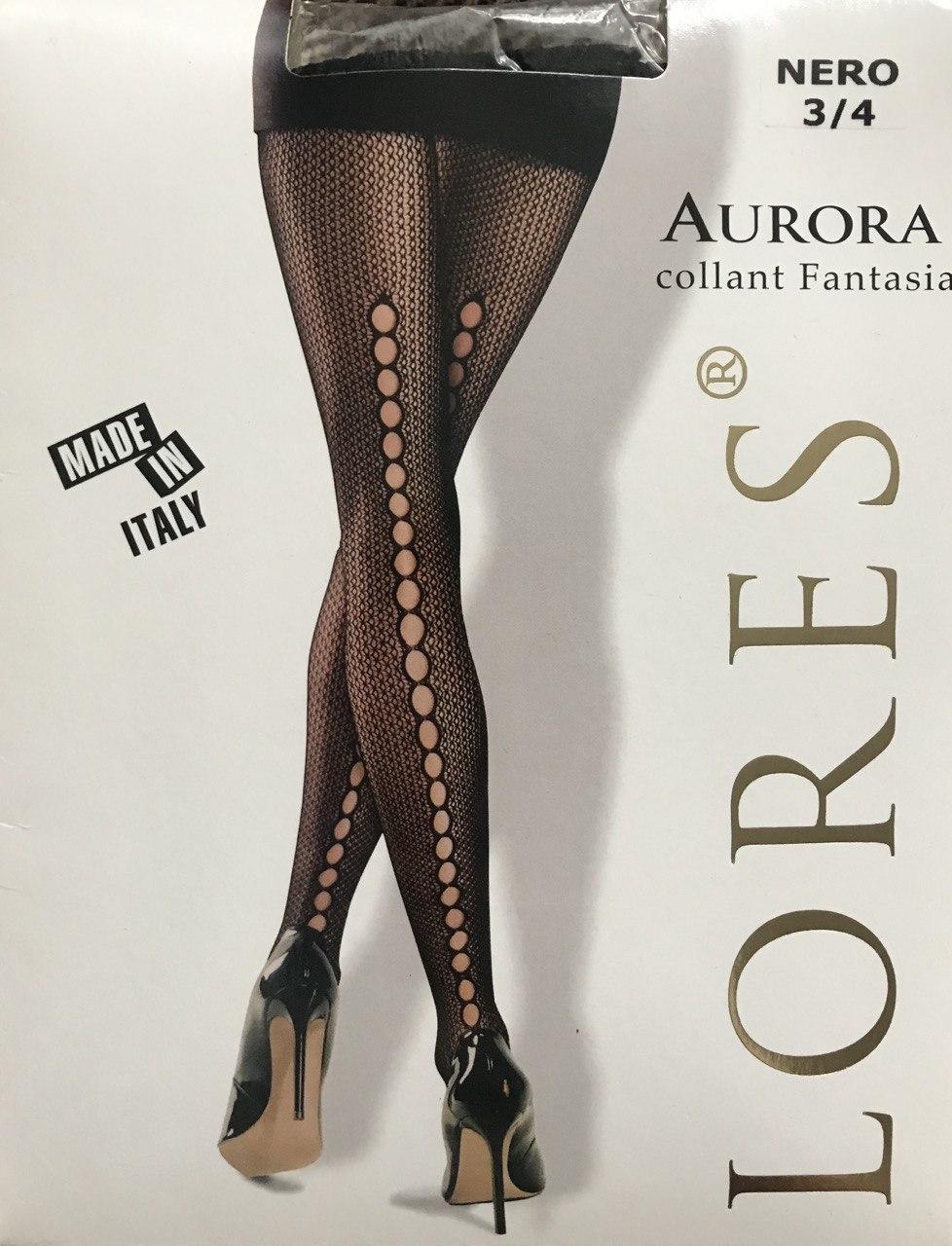 Колготки в сіточку мереживні Lores Aurora чорного кольору 1/2 3/4