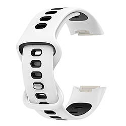 Силіконовий ремінець Primolux Sport для фітнес браслета Fitbit Charge 5 / Charge 6 - White&Black / розмір М