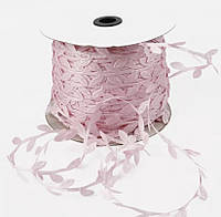 Лента декоративная "листики" цвет нежно-розовый