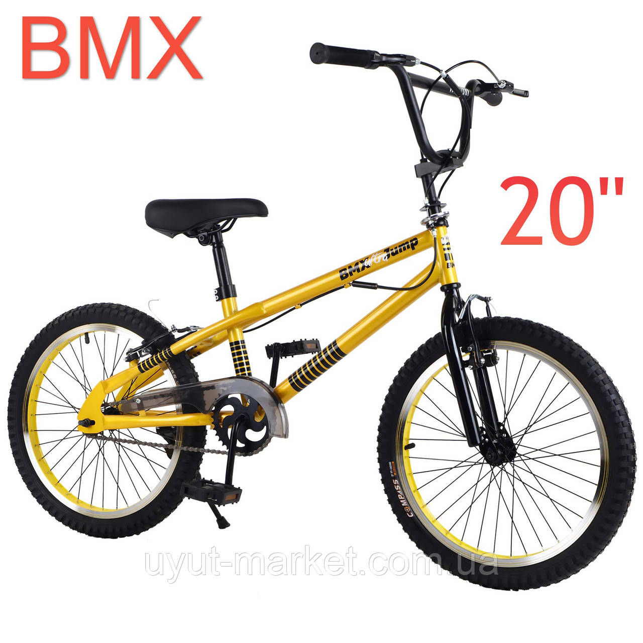 Трюковий дитячий велосипед BMX 20" від 7-12 років T-22061 жовтий