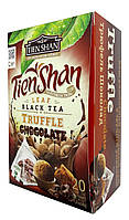 Черный чай Тянь Шань Шоколадный труфель с кокосом, какао и вкусом шоколада 20 пирамидок
