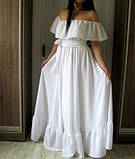 Сукня біла шифонова жіноча довга до підлоги з воланами, фото 5