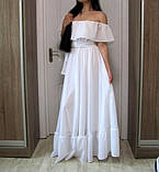 Сукня біла шифонова жіноча довга до підлоги з воланами, фото 7