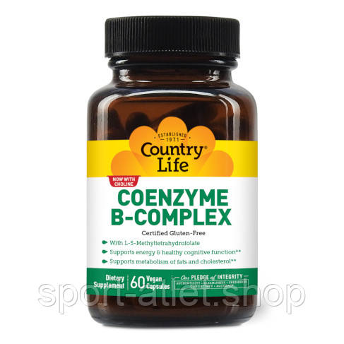Вітаміни та мінерали Country Life Coenzyme B-Complex, 60 вегакапсул