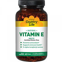 Витамины и минералы Country Life Natural Vitamin E, 60 капсул