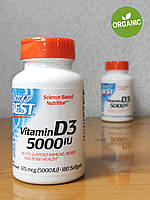 Doctor's Best, Витамин Д3, D3, 125 мкг, 5000 МЕ, 180 капсул