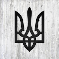 Герб дерев'яний Тризуб на стіну Дерев'яне панно Дерев'яний декор Настінний декор Чорний колір