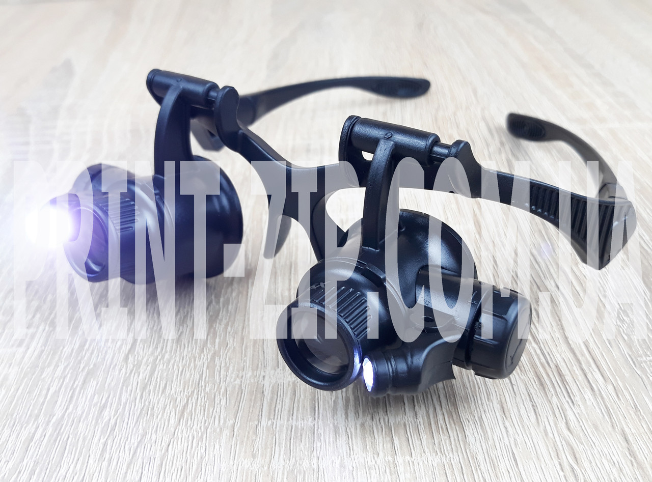 Бінокулярні окуляри 9892GJ (лупи) з LED-підсвічуванням і змінними збільшувальними лінзами - фото 2 - id-p1659828529