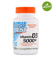 Doctor's Best, Витамин Д3, D3, 125 мкг, 5000 МЕ, 360 капсул